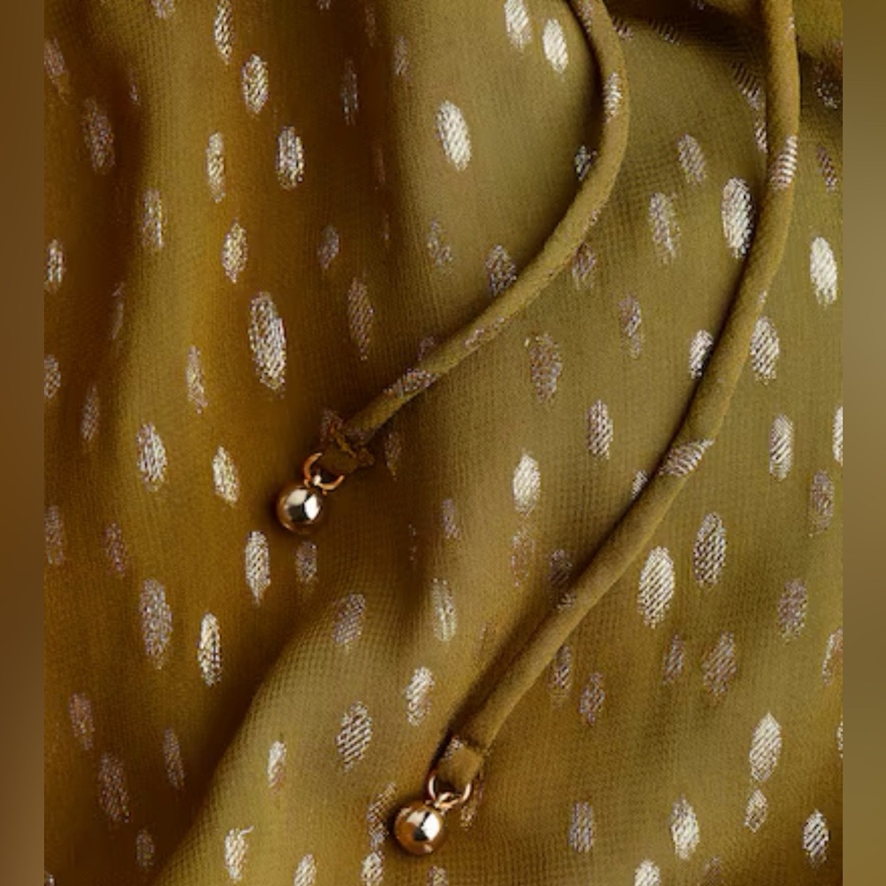 H&M NWT DARK KHAKI GREEN PATTERNED MAXI DRESS - Picture 8 of 11